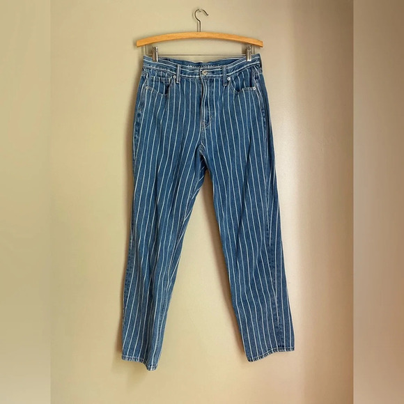 American Eagle Pinstripes Medium Wash Mom Jeans - Picture 1 of 3